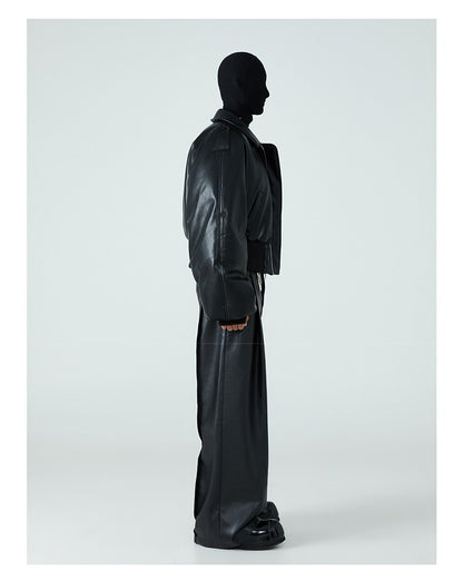 Mauroicardi Autumn Winter Short Thick Warm Black Pu Leather Jacket Men with Long Sleeve Zipper Casual Luxury Designer Clothes