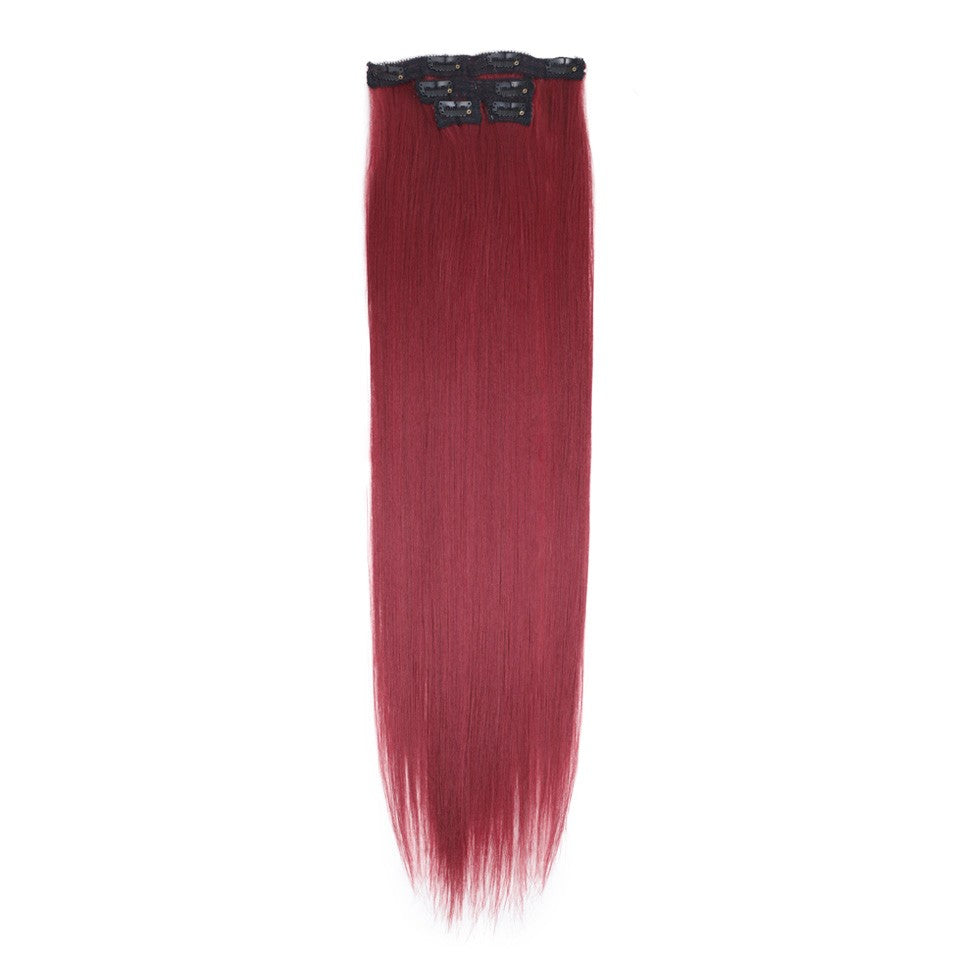 FASHION IDOL Long Straight Hairstyle 8 Clips In Hair Extensions Blonde 60CM Natural Synthetic Hair Daily Use Hairpiece Fake Hair