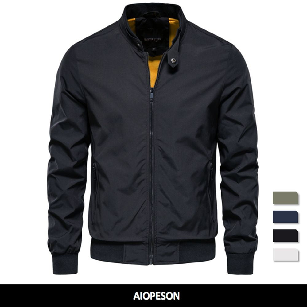 AIOPESON Solid Color Baseball Jacket Men Casual Stand Collar Bomber Mens Jackets Autumn High Quality Slim Fit Jackets for Men