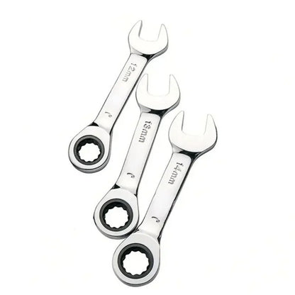 Short Handle Ratchet Spanner 6/7/8/9/10/11/12/13/14/15/16/17/18/19mm Fix Head Ratcheting Wrench Professional Spanner Hand Tools