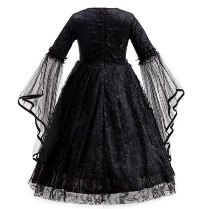 Halloween Costume Cartoon Maleficent Cosplay Dress Fancy Witch Disguise Robe Carnival Devil Queen Dot Tulle Frock