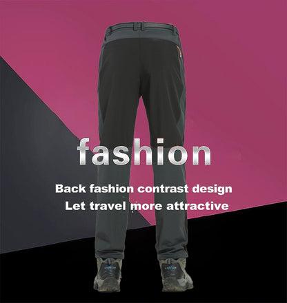 LNGXO Thick Warm Fleece Hiking Pants Men Winter Waterproof Windproof Outdoor Soft Shell Rain Trousers Trekking Camping Ski Pants