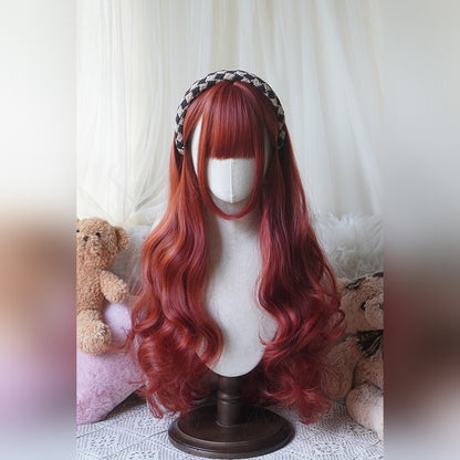 Peruca Longa Cacheada Estilo Lolita de 81cm | Cabelo Sintético Resistente ao Calor com Franja para Cosplay, Halloween, Festa Temática de Anime