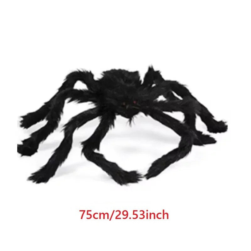 Giant Black Plush Spider Halloween Decoration 30-200cm Horror Haunted House Props Indoor Outdoor Party Scary Decor