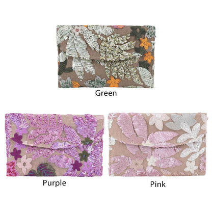 Straw Bag Evening Clutch Sequin Envelope Package Embroidered Handbag for Wedding Vacation Travel