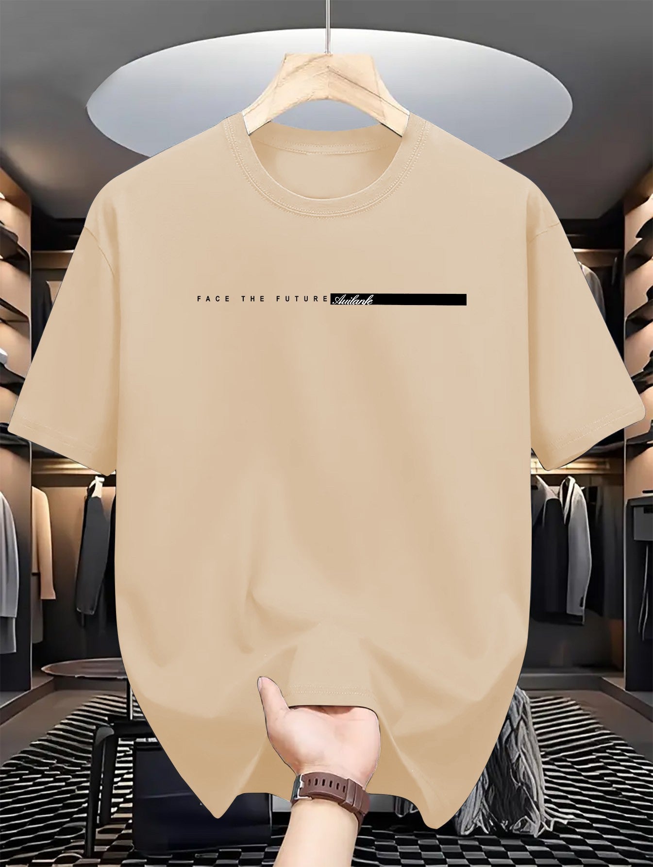 Summer men's 100% cotton casual loose fit large letter print round neck short sleeved T-shirt top High Street Unisex style