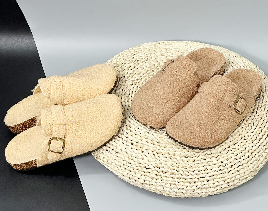 New Fall Winter Women And Men's Slippers With Plush Upper Indoor Outdoor Casual Sandals