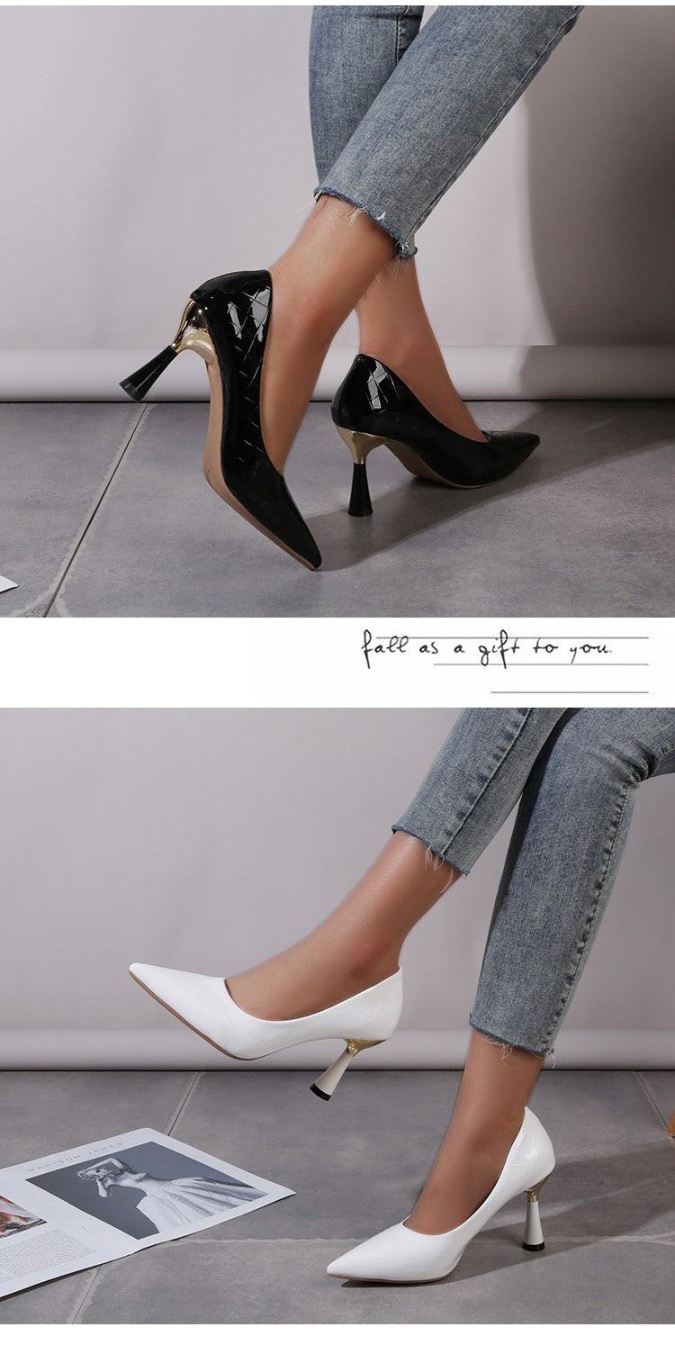 Plaid Classic Casual High Heels New Pattern Embossed Fashion Oversize Shoes In Autumn and Winter 2022 Pumps Women Shoes