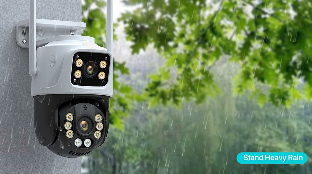 Dual Lens 360º Wifi Camera IP66 Security Protection 8MP 4K Wireless Outdoor Human Detection ICSEE Video Surveillance PTZ Camera