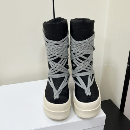 2025 New Men Boots Top Quality Platform Lace Up Winter Boot Size 35-46  Designer Fashion Women Knee High  Platform Boots