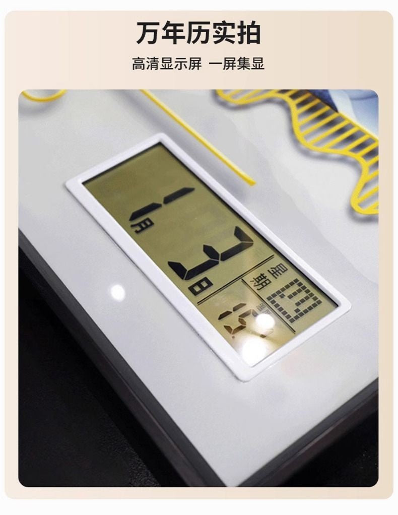 Perpetual calendar living room wall clock, French retro style, silent home electronic time clock, wall hanging painting