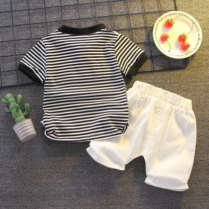 Summer Clothes for Children Baby Boys Girls Striped T-Shirt And Shorts 2pcs Set Toddler Fashion Tracksuit