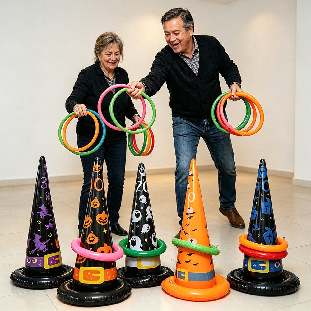 Halloween Party Fun Throwing Game Inflatable Witch’s Hat Indoors Outdoors Family Gathering Toss Game