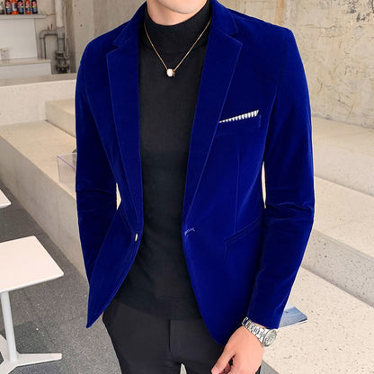 2023 Spring Velvet Wedding Dress Coat Mens Blazer Jacket Fashion Casual Suit Jacket Stage Men's Business Blazers Costume Homme