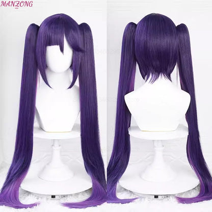 Peruca Cosplay Mona Peruca Roxa Longa 80cm Camadas Perucas Cosplay Anime Perucas Sintéticas Resistentes ao Calor