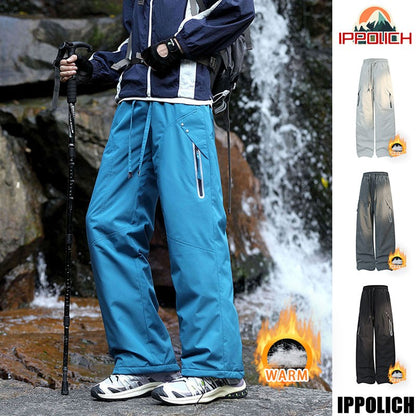 Calças de Caminhada Masculinas Inverno Quente Impermeáveis Corta-vento Refletivas para Escalada Acolchoadas Grossas para Camping Esqui Trekking Esportivas