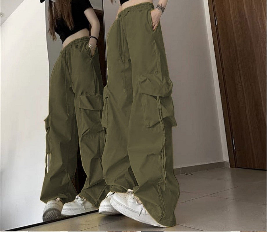 Ripped Y2K Women Cargo Pants Fashion Vintage Hip Hop Loose High Waist Pocket Baggy Pant Casual Streetwear Drawstring Sweatpant