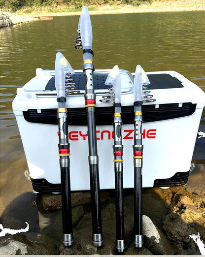 Vara de Pesca e Carretilha de Fibra de Carbono 1.8-3.6m Super Dura Vara de Pesca Telescópica Kit Carretilha de Spinning Resistência Máxima 3-8kg Pesca