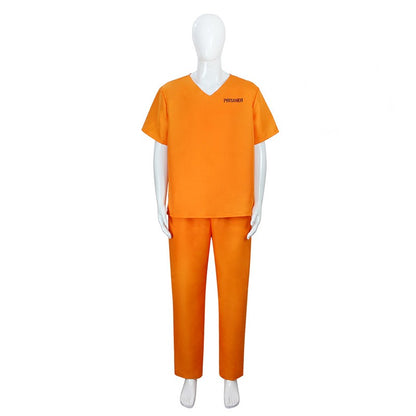 Unisex Adult Convict Carnival Halloween Fancy Dress Up Incarcerated Uniform Outfit Orange Prisoner Costume For Men
