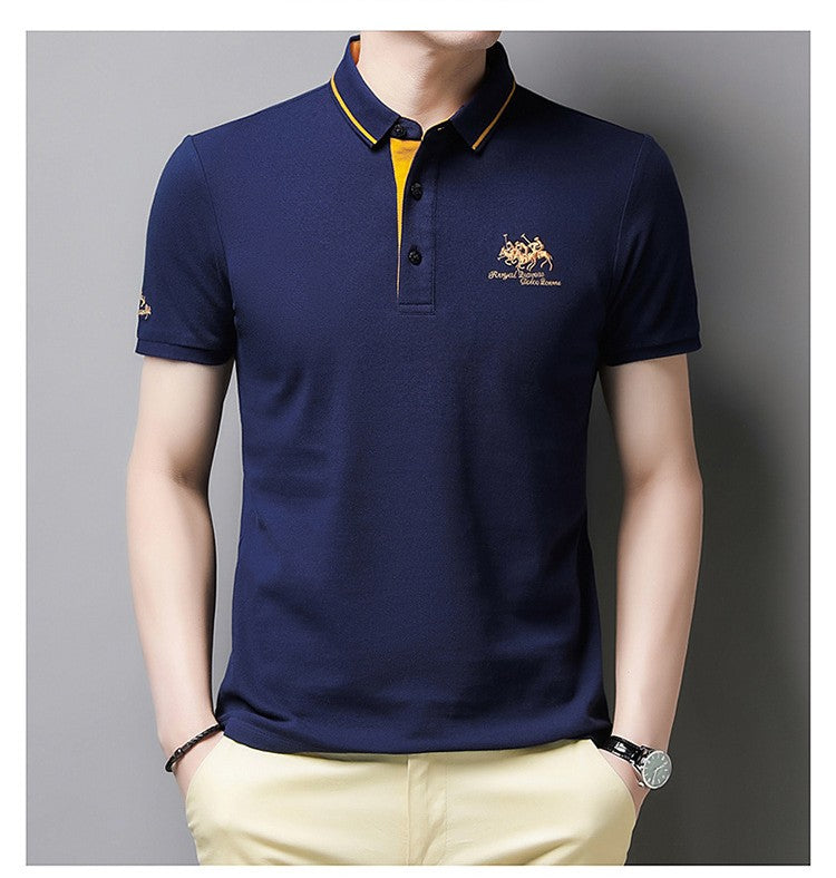 New Summer Embroidered Pure Cotton Men's Luxury Polo Shirt Top Casual Short Sleeved Fashionable Wrinkle Resistant Men's T-shirt