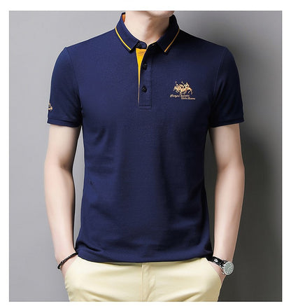 New Summer Embroidered Pure Cotton Men's Luxury Polo Shirt Top Casual Short Sleeved Fashionable Wrinkle Resistant Men's T-shirt