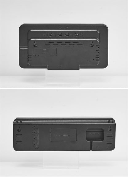 Mirror Brushed Finish Wall Clock Premium Feel Silent Wall Clock Table Alarm Clock Temp Display Bedroom Office Living Room Decor