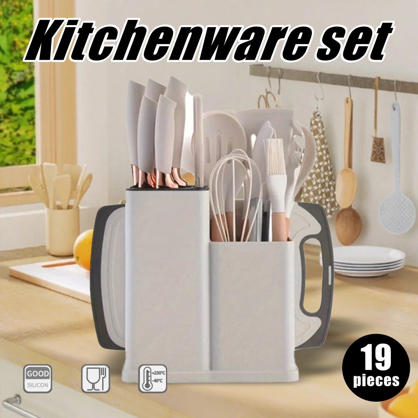 19 conjuntos de facas de cozinha com suporte, conjunto de facas de cozinha profissionais de aço inoxidável de alto carbono, presentes de feriado
