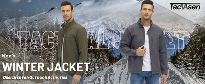 TACVASEN Waterproof Fleece Lining Windbreaker Mens Winter Work Jackets Zipper Pocket Casual Coats Full Zip Outwear Tops