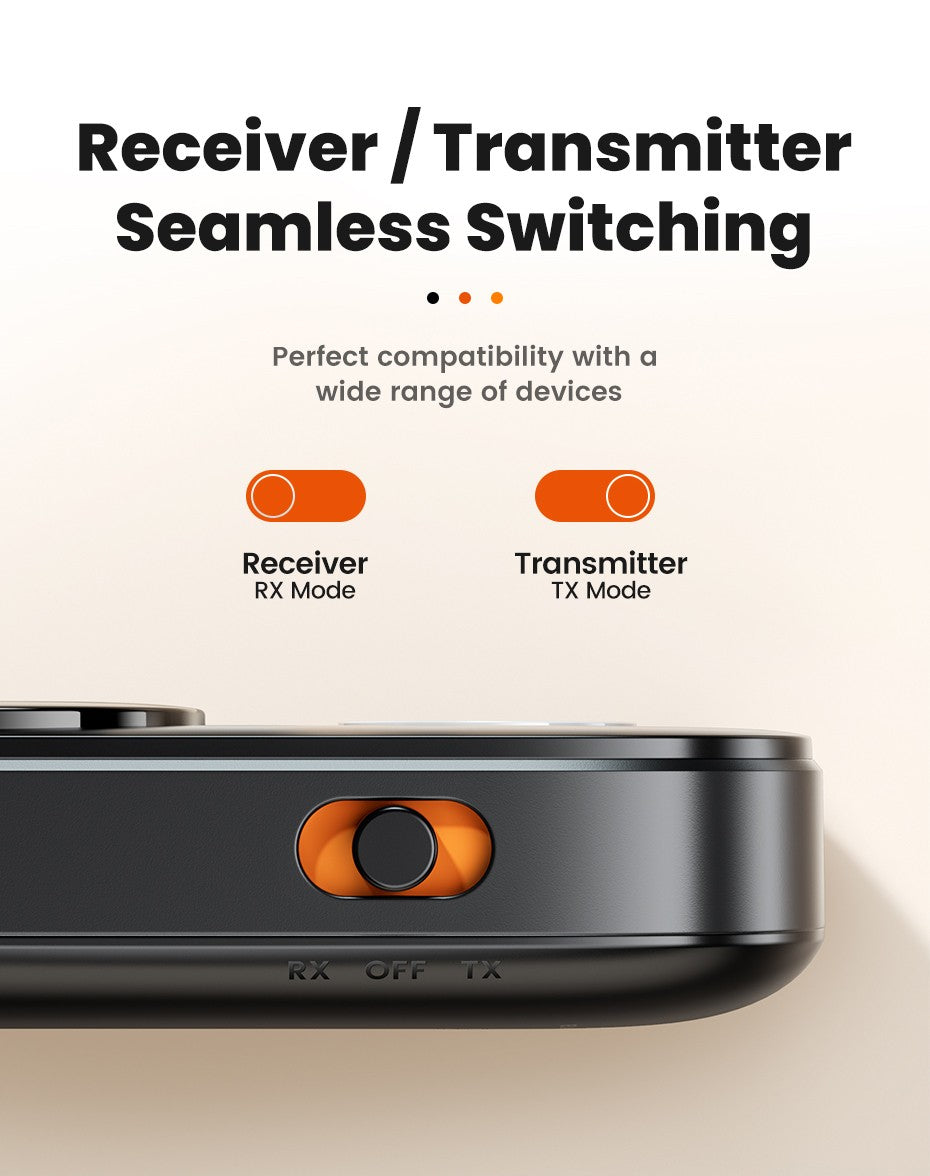 Adaptador Transmissor Receptor de Áudio Bluetooth 5.4 Toocki RT/TX 2 em 1 para TV Fones de Ouvido Carros Voos Dongle Bluetooth AUX 3.5mm