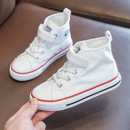 Children Canvas Shoes High-Top Boys and Girls Shoes White Board Shoes Small White Shoes New Kindergarten Baby Cloth Shoes