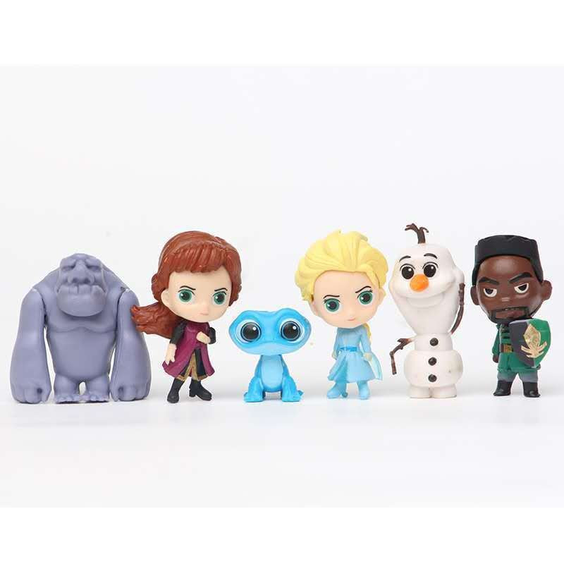 12Pcs Disney Frozen 2 Elsa Anna Kristoff Olaf Fire Elves Kawaii Action Figure GK Model Fashion Ornament Toys Kids Birthday Gifts