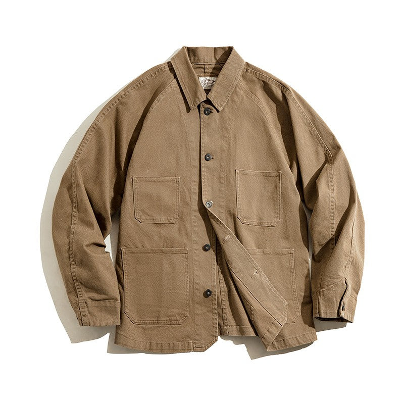 Maden Amekaji Jacket Men's American Casual Vintage 4 Pockets Jackets Outdoor Cotton Lapel Coats Uncle Fu Retro Fashion Outwear