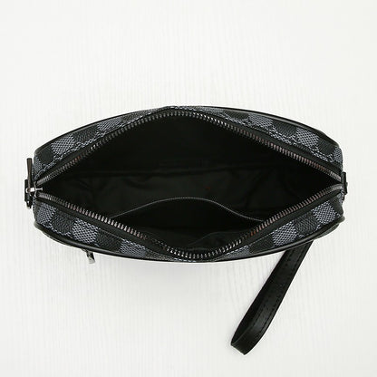 Fashion Business Shoulder Bag PU Leather Men Clutch Bag Wide Strap Crossbody Bag Designer Casual Male Messenger Pack Phone Purse