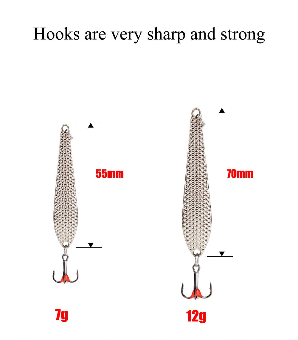 Isca de Pesca no Gelo FTK 7g/12g 55mm/70mm Isca Dura de Pesca Anzol Triplo Colher de Metal Balancim Wobbler Pesca