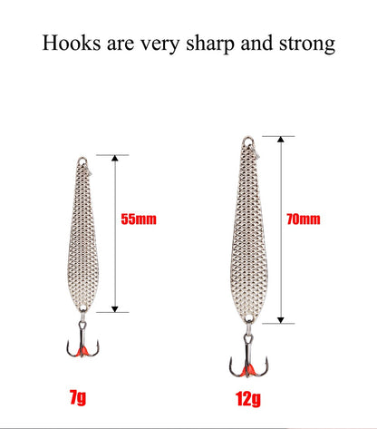 Isca de Pesca no Gelo FTK 7g/12g 55mm/70mm Isca Dura de Pesca Anzol Triplo Colher de Metal Balancim Wobbler Pesca
