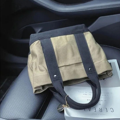 Lady Canvas Tote Bag Handbag Creative Large Capacity Multi Compartment Carrying Bag Student Book Pocket Travel Bag Grocery Bag