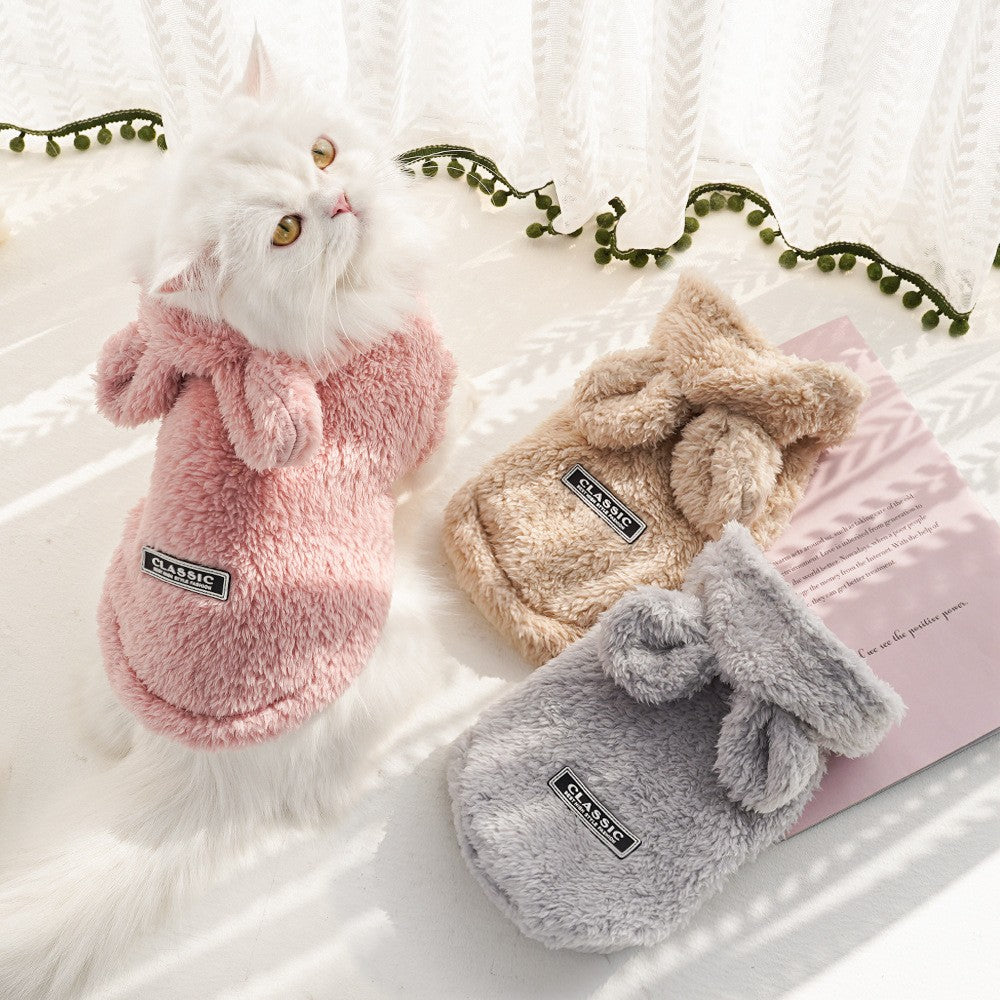Pet Dog Soft Fleece Clothes Cute Hoodie Coat for Small Medium Dogs Cats Autumn Winter Puppy Hooded Jacket Sweater Pug Apparel