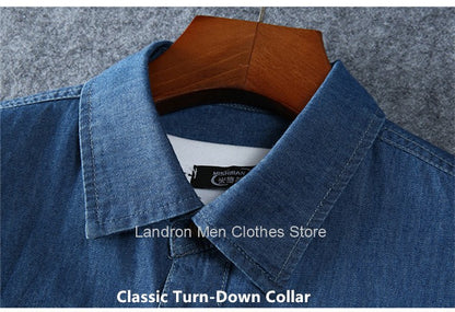 Denim Shirts Men Cotton Short Sleeve Summer Casual Jeans PLus Size 5XL 6XL 7XL Big Thin Boys Loose Blouse 8XL Man Male Camisa