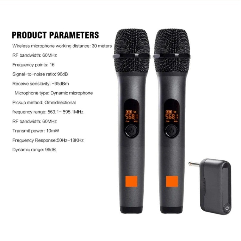 Microfone Sem Fio UHF de 2 Canais Sistema de Karaokê Bateria de Lítio Embutida Microfone Portátil Sem Fio Para Caixa de Som JBL Igreja Festa