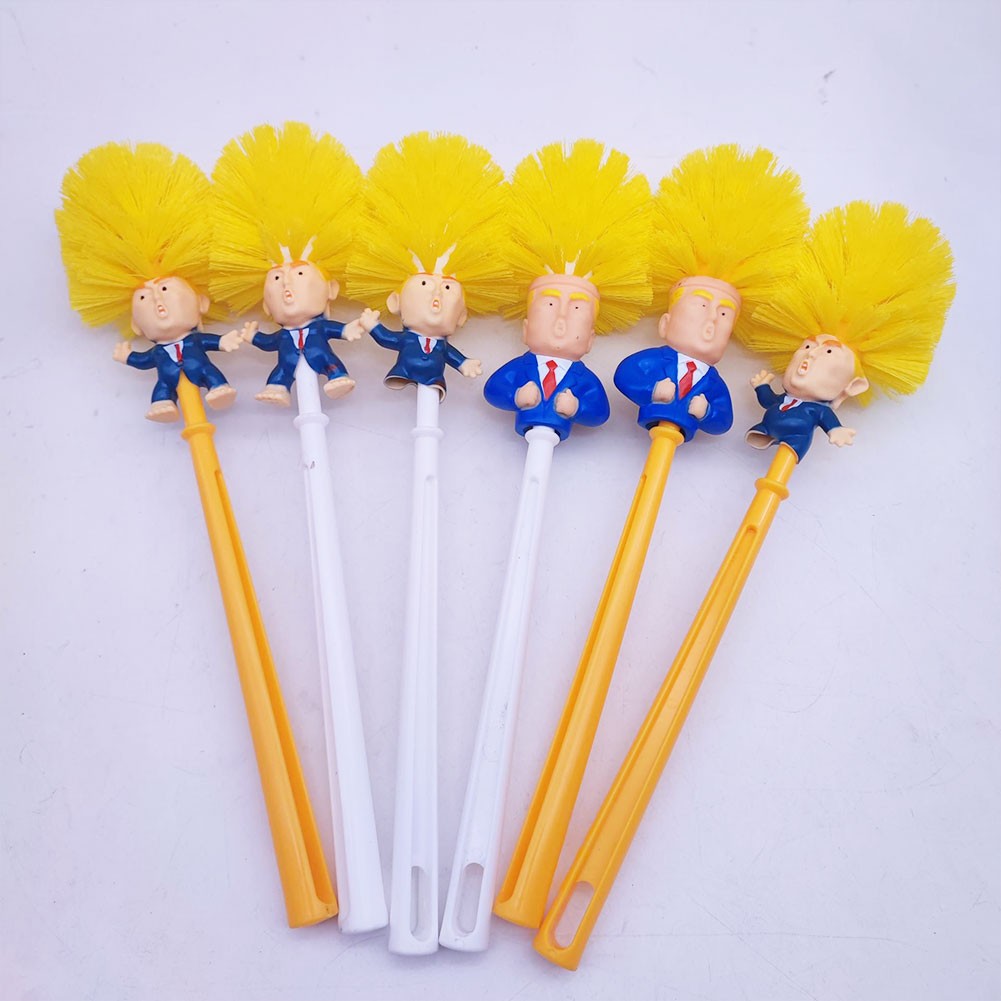 Funny Toilet Cleaning Brush Novelty Donald Bathroom Toilet Brush with Holder Toilet Bowl Brush Gift Household Accessories
