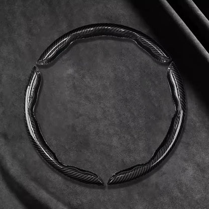 Capa de Volante de Carro 3 Peças Laser Fibra de Carbono Silicone 1K Couro de Microfibra PVC Reforçador de Volante Antiderrapante Universal