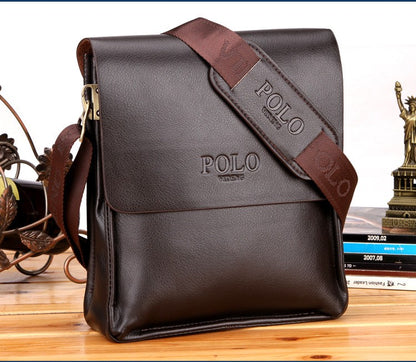 New Men's Bag, Business Shoulder Bag, Wear-resistant Waterproof PU Leather 10 Inch Capacity Men's Briefcase POLO Casual Bag