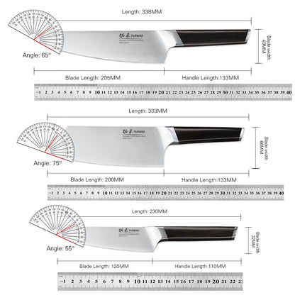 TURWHO 1-3 PCS Kitchen Knives Set German 1.4116 High Carbon Stainless Steel Japanese Nakiri Cleaver Slicing Utility Chef Knifes
