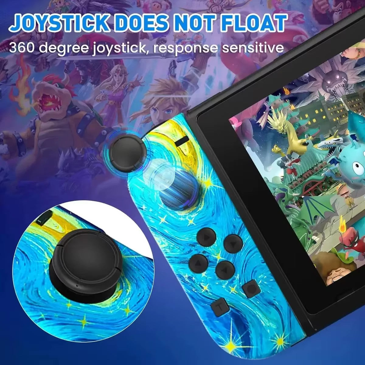 RGB LED Left & Right Joypad for NS Switch Controller BT 5.2 Joy-Con Gamepads Joystick with Dual Vibration for Switch/Lite/Oled