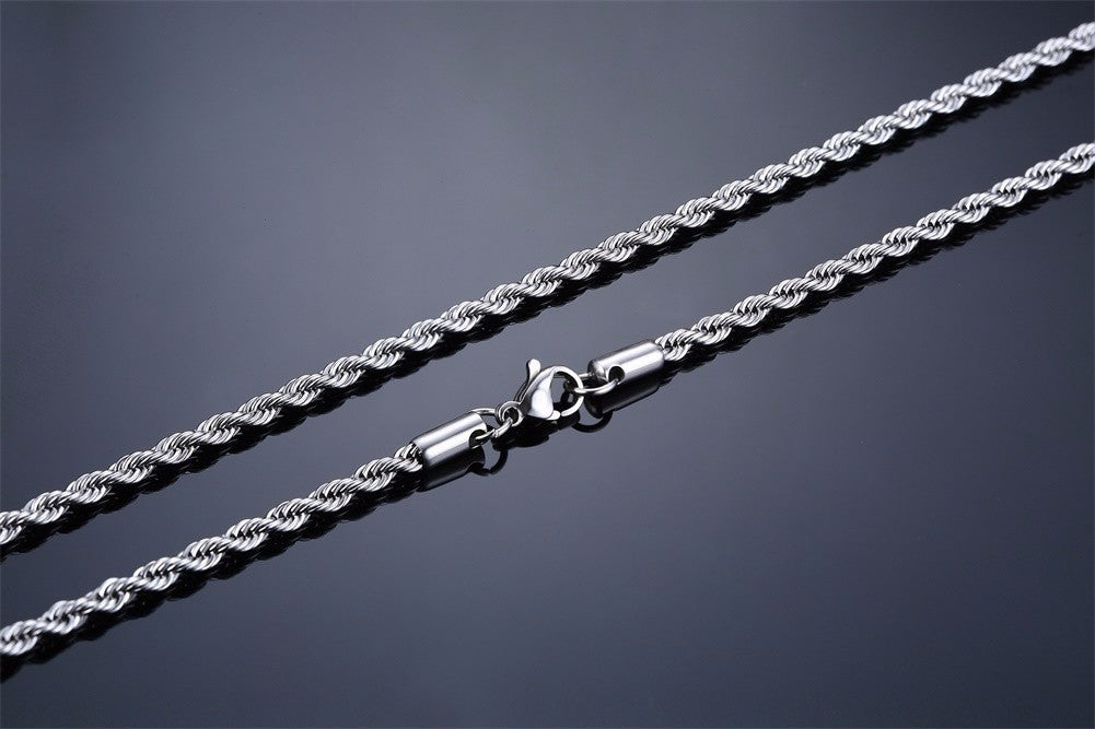 Ropes Long Necklace for Men Women,Stainless Steel Gold Color Twisted Rope Chain Collar,2/3/4/5mm Punk Basic Waterproof Jewelry