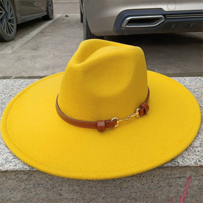 Chapéu Fedora de feltro liso com coroa em formato de gota para homens e mulheres novo cinto de couro Chapéu Panamá ????? ???????