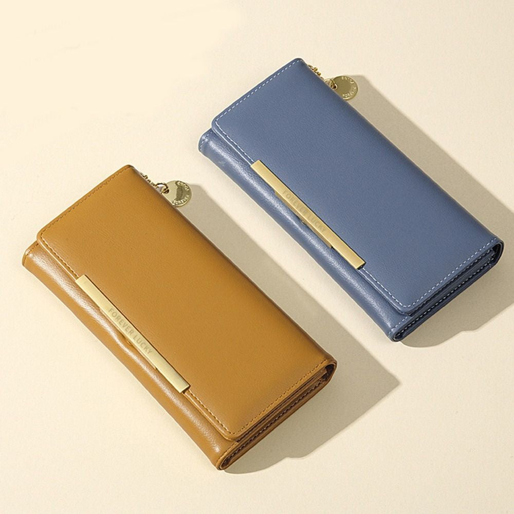 Fashion Portable Solid Color Female Long Purse Zipper Clutch Bag Large Capacity PU Leather Women Zipper Wallet