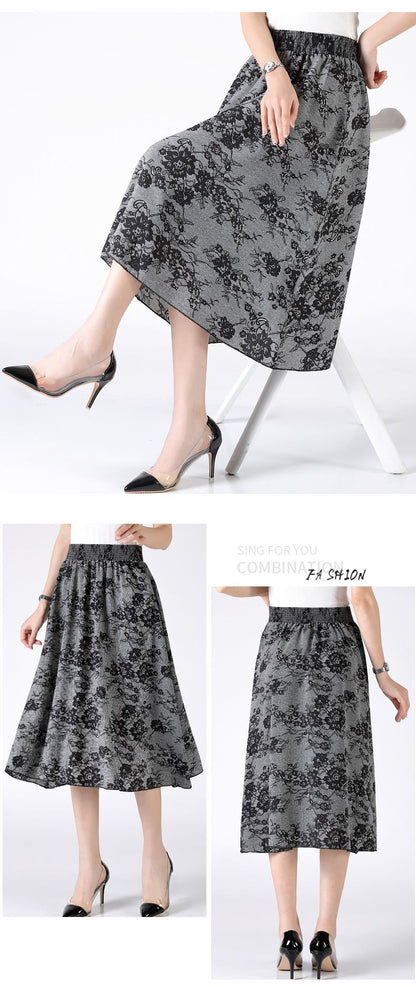 Women's Plus Size Half Skirt 2024 Summer New Bohemian Style Printed Pleated Skirt Fashionable Spring Women's Clothing