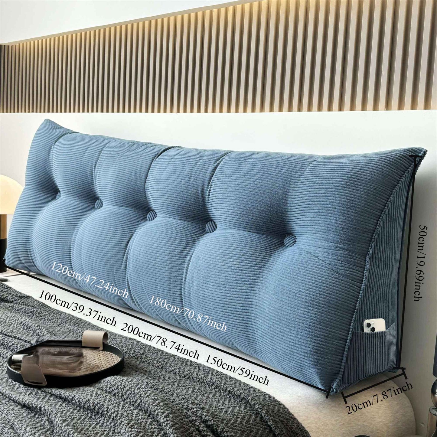 Casual Striped Wedge Floor Pillow Cushion with Side Storage Soft Fluffy Back Support Zippered Cover Hand Wash Gifts for Family