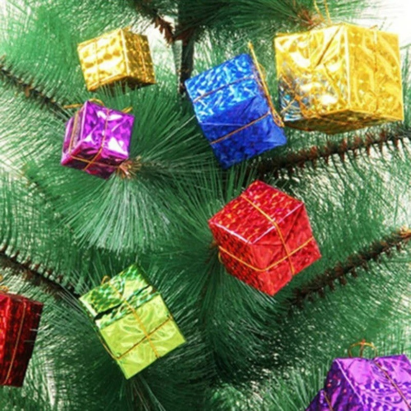 12/240x Christmas Foam Gifts Boxes Xmas Tree Hanging Pendants Colorful Candy Boxes Home Festival Party DIY Decoration Supplies